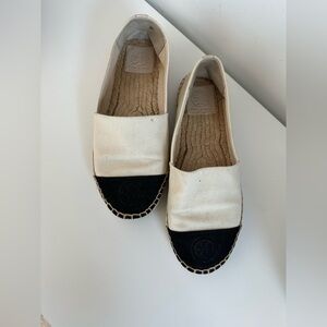 Tory Burch Cream and Black Espadrilles (Womens Size 8)